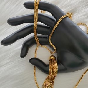 Vintage D'ORLAN Gold Tone Tassel Necklace